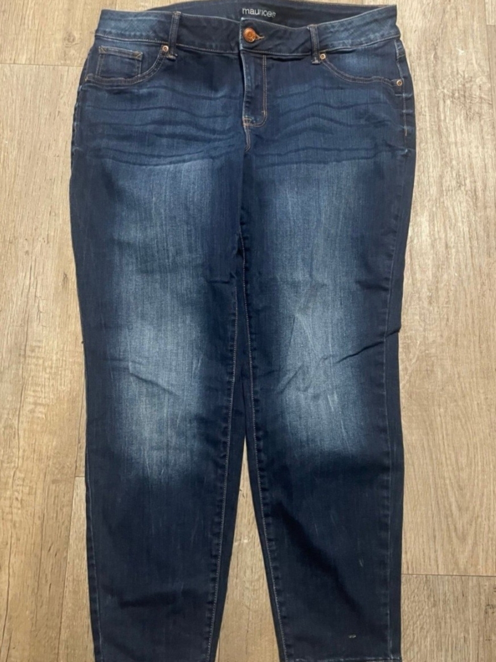 Maurices M Jeans Womens 20W Short Dark Wash Slim Skinny Denim Blue Stretch